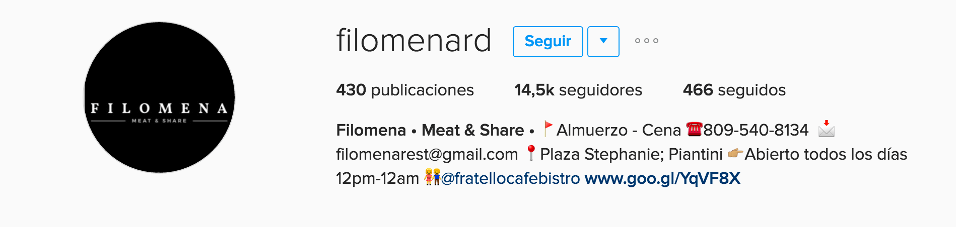 filomena instagram para empresas