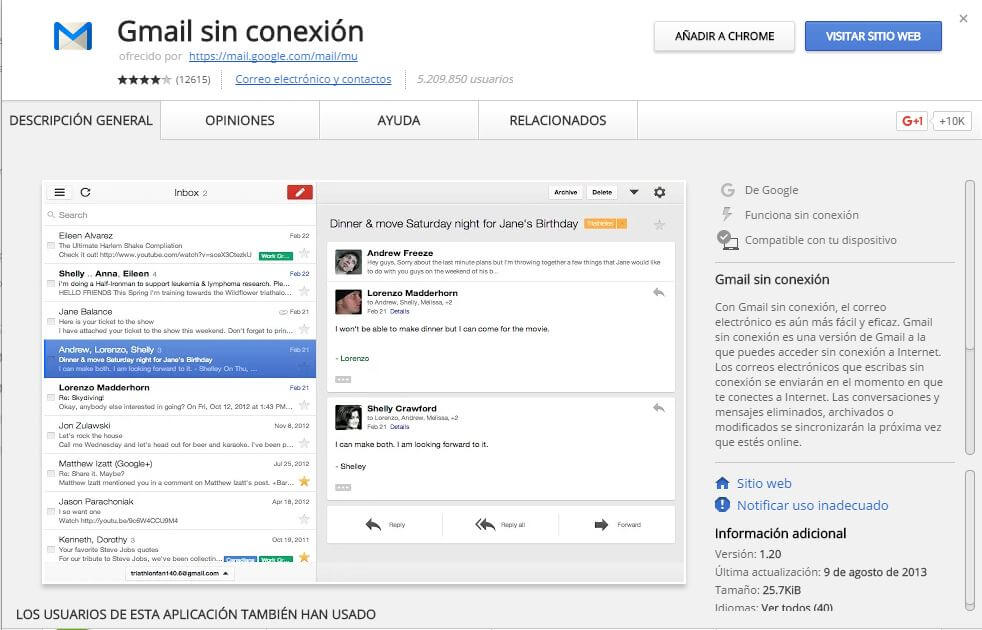 correo de gmail offline