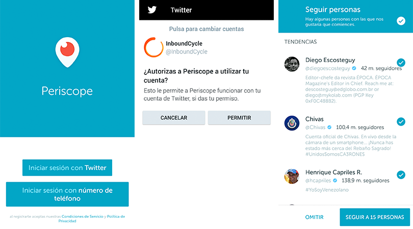 como crear cuenta periscope 